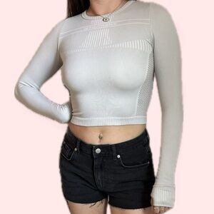 Light Grey Long Sleeve Crop Top